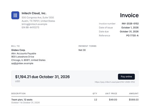Invoice INV-2026-0152 for Globex Corp.